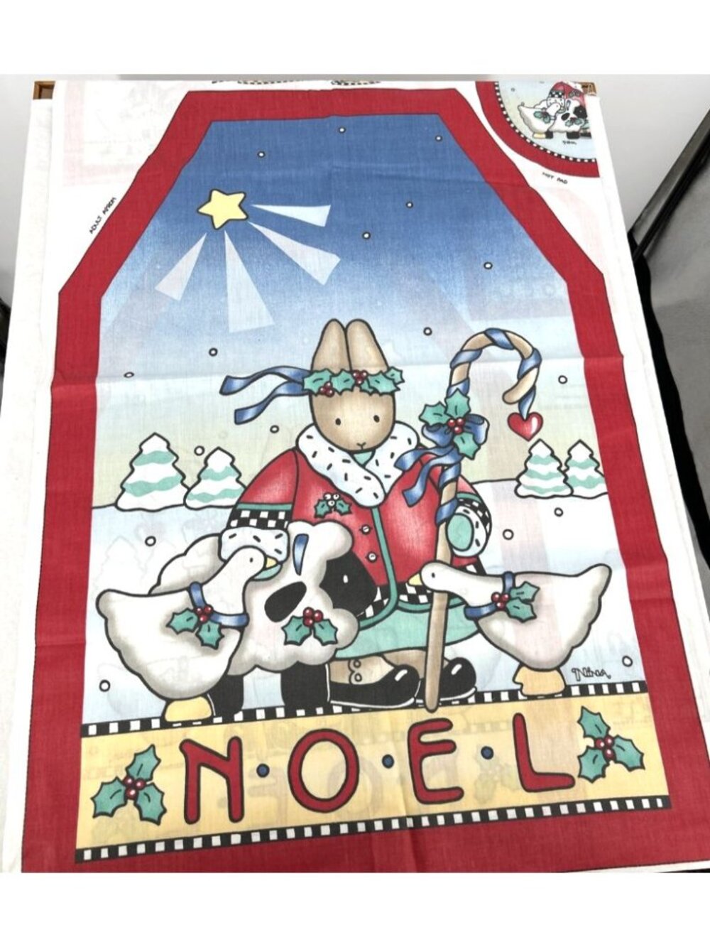 Daisy Kingdom Noel Christmas Placemats Aprons Bunny Sheep Duck